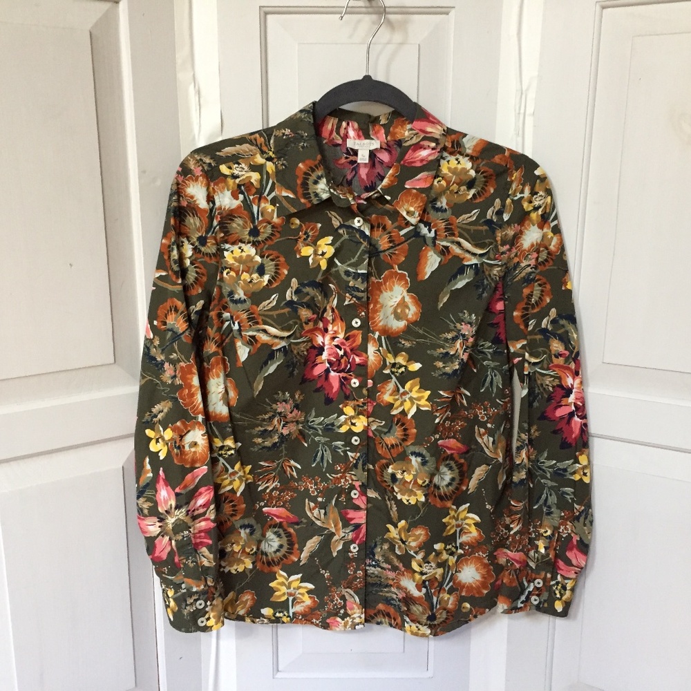 Talbots Floral Cotton Button Down - Multicolor